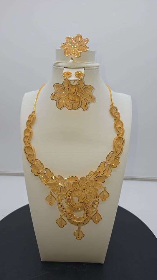 The Gold-Plated Trio: Necklace, Earrings & Rings