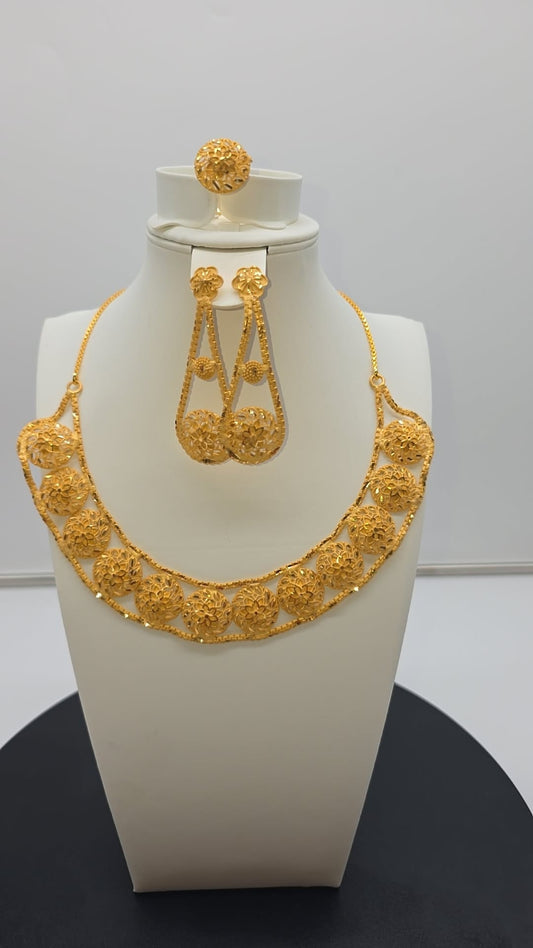 Zamvora Gold-Plated Necklace, Earrings & Ring Set
