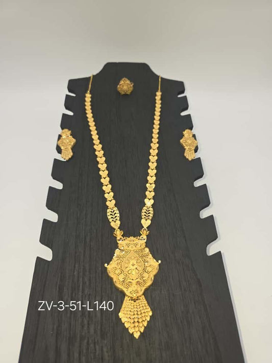 3-Piece Gold-Plated Bridal Necklace, Earrings & Ring Set