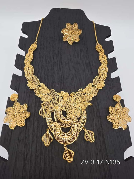 The Gold-Plated Trio: Necklace, Earrings & Rings