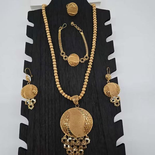 Gold Flora Necklace, Earrings, Ring & Bangle Set