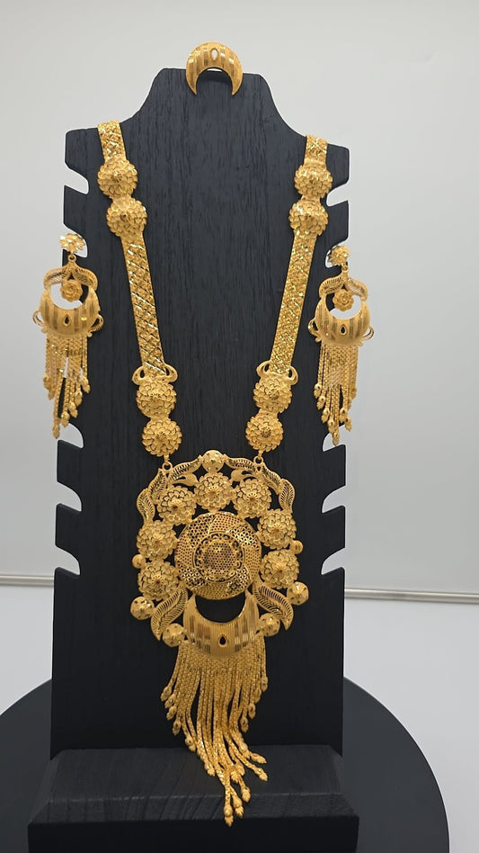 Trio Golden Bridal Necklace Ensemble