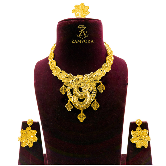 The Gold-Plated Trio: Necklace, Earrings & Rings