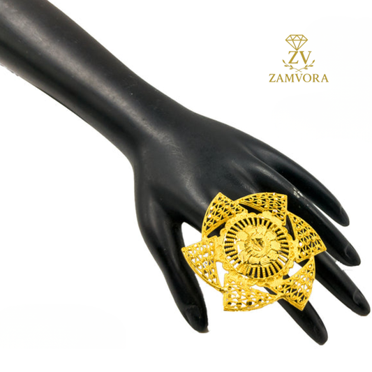 Gold-Plated Filigree Statement Ring – Ethnic & Bridal