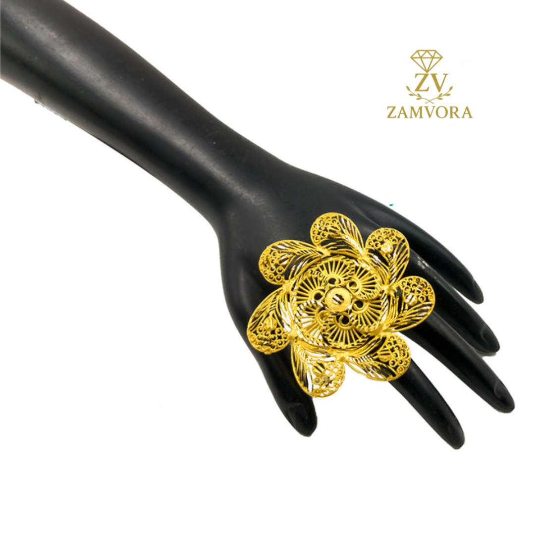 Filigree Floral Ring (Gold-Plated)
