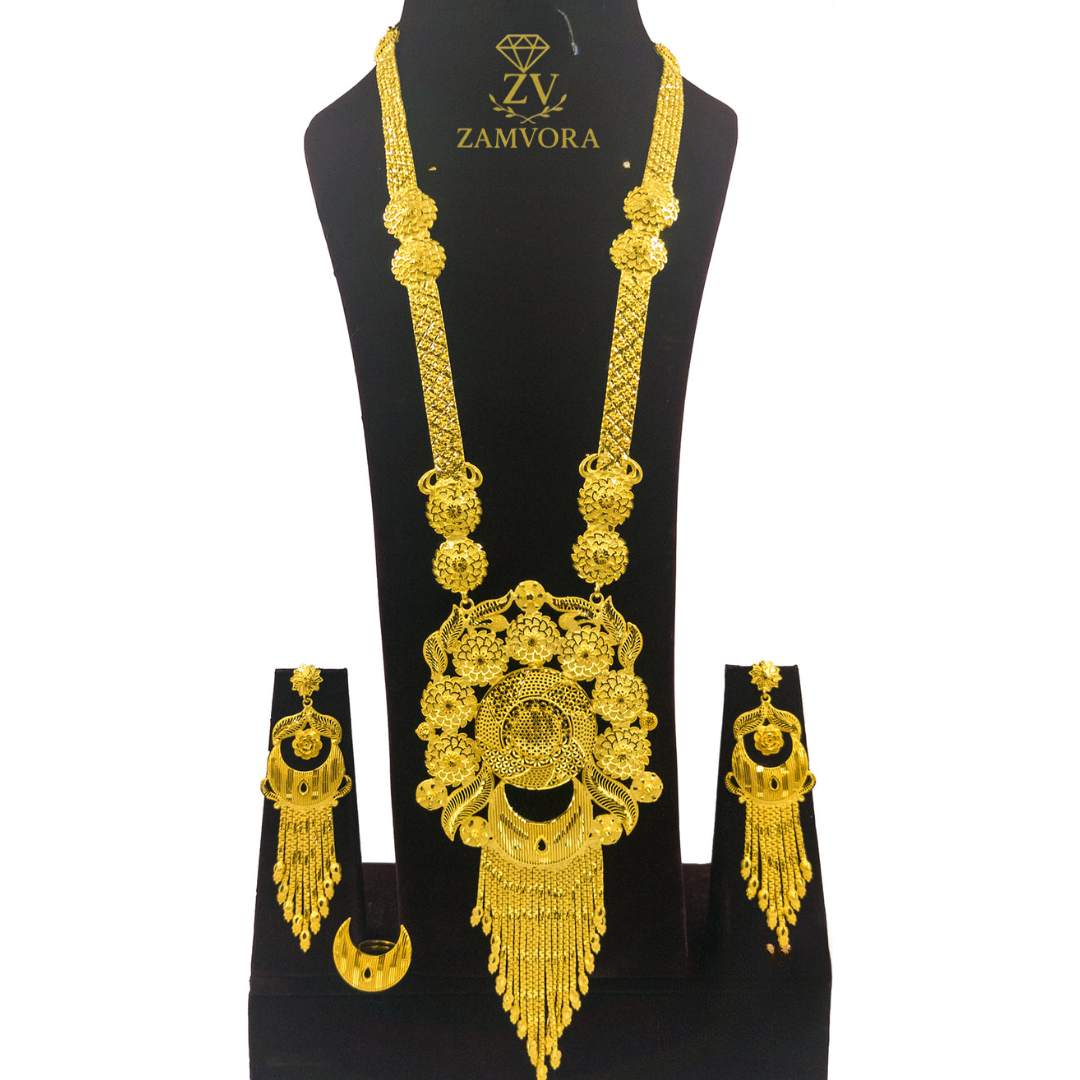 Trio Golden Bridal Necklace Ensemble