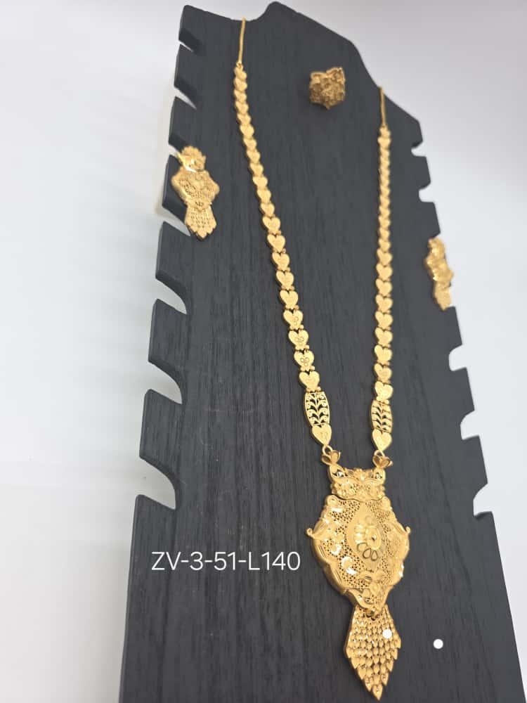 3-Piece Gold-Plated Bridal Necklace, Earrings & Ring Set