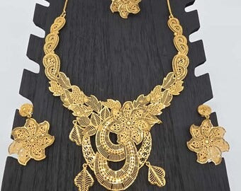 The Gold-Plated Trio: Necklace, Earrings & Rings