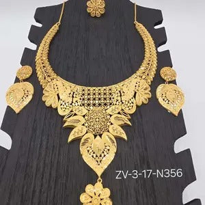 Gold-Plated Necklace, Earrings & Rings Set