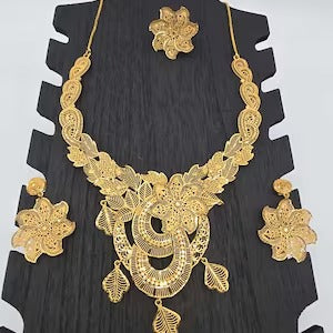 The Gold-Plated Trio: Necklace, Earrings & Rings