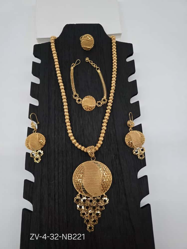 Gold Flora Necklace, Earrings, Ring & Bangle Set