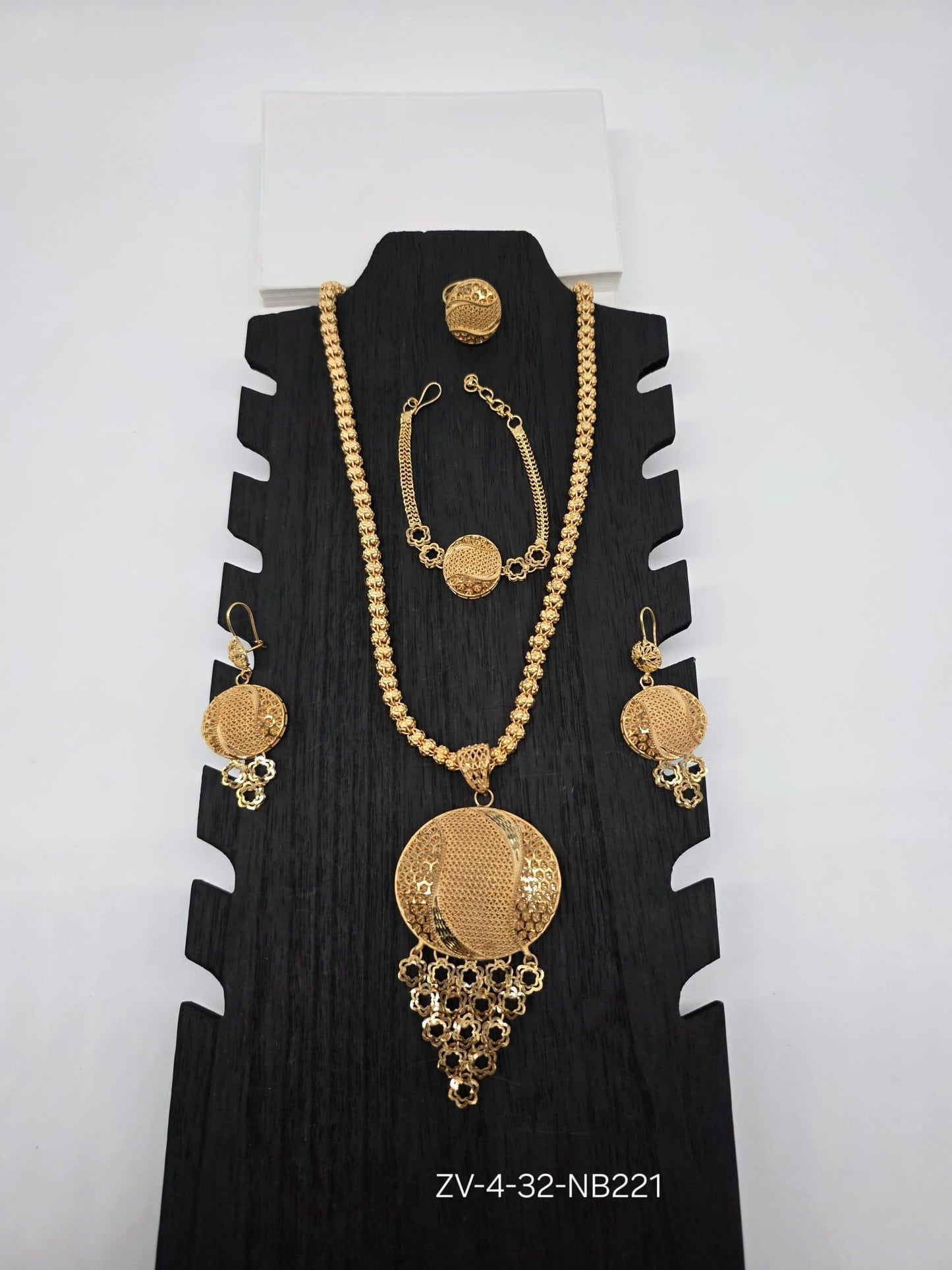 Gold Flora Necklace, Earrings, Ring & Bangle Set