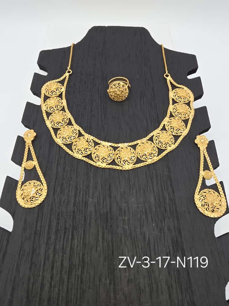 Zamvora Gold-Plated Necklace, Earrings & Ring Set