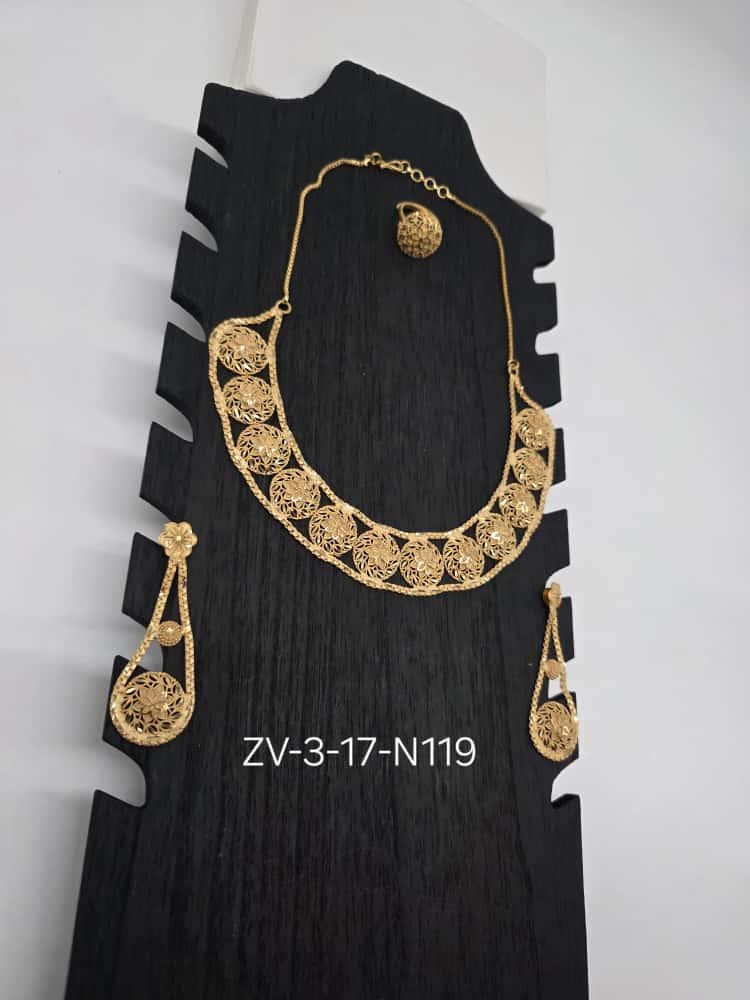 Zamvora Gold-Plated Necklace, Earrings & Ring Set