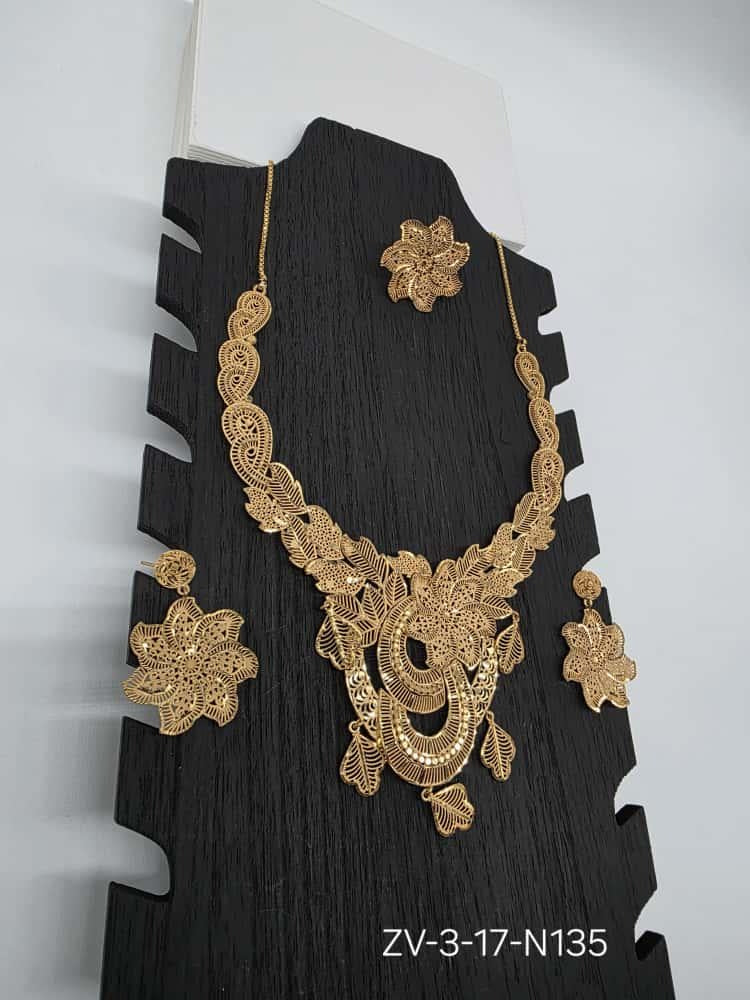 The Gold-Plated Trio: Necklace, Earrings & Rings