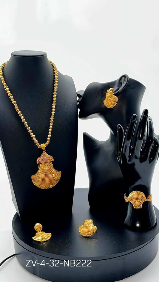 Zamvora Luxury Gold Plated Necklace Set – 3 Piece