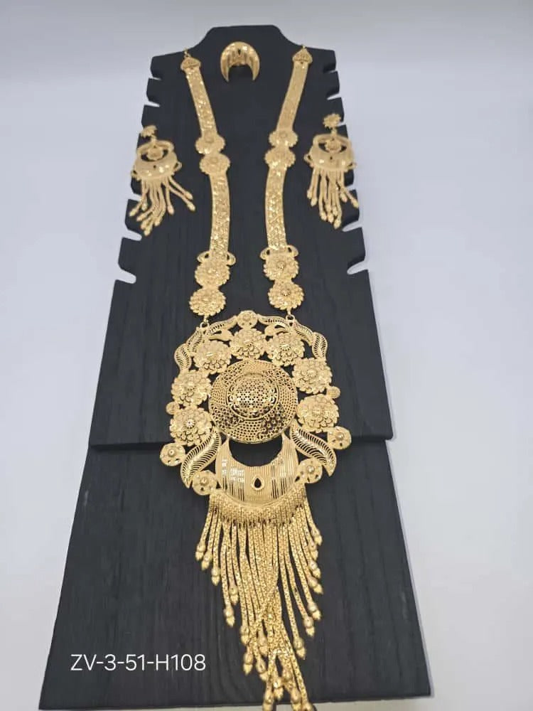Trio Golden Bridal Necklace Ensemble