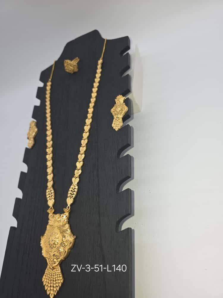 3-Piece Gold-Plated Bridal Necklace, Earrings & Ring Set