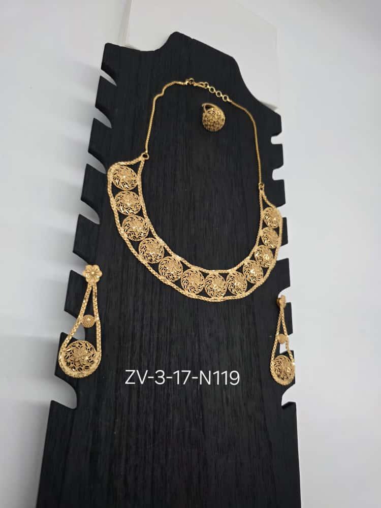 Zamvora Gold-Plated Necklace, Earrings & Ring Set