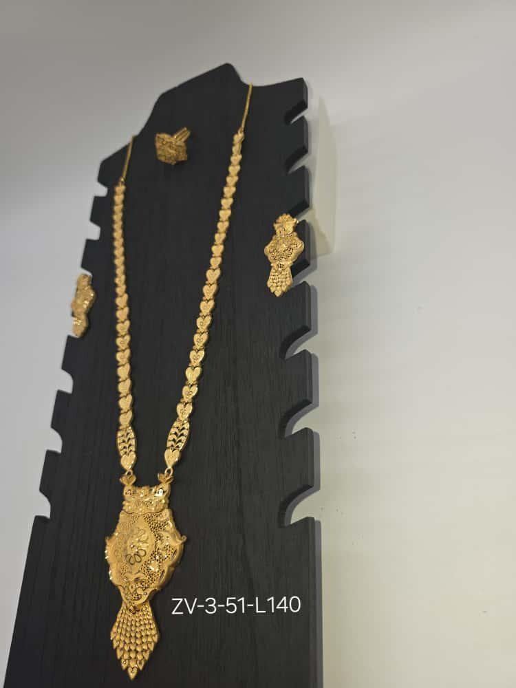 3-Piece Gold-Plated Bridal Necklace, Earrings & Ring Set