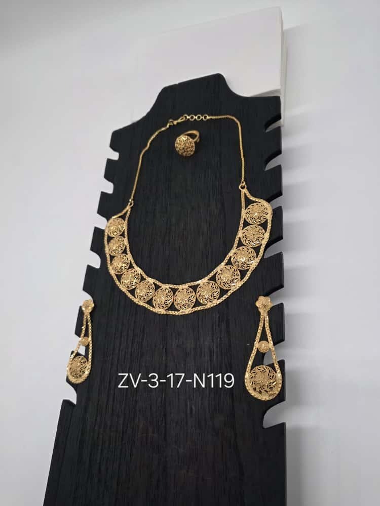 Zamvora Gold-Plated Necklace, Earrings & Ring Set